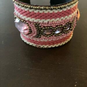 Pink and Cream Beaded Bracelet